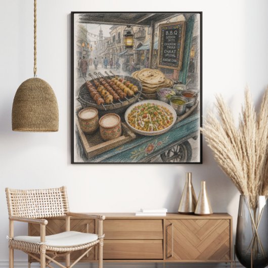 Pakistaanse BBQ-straatvoedselkar Poster