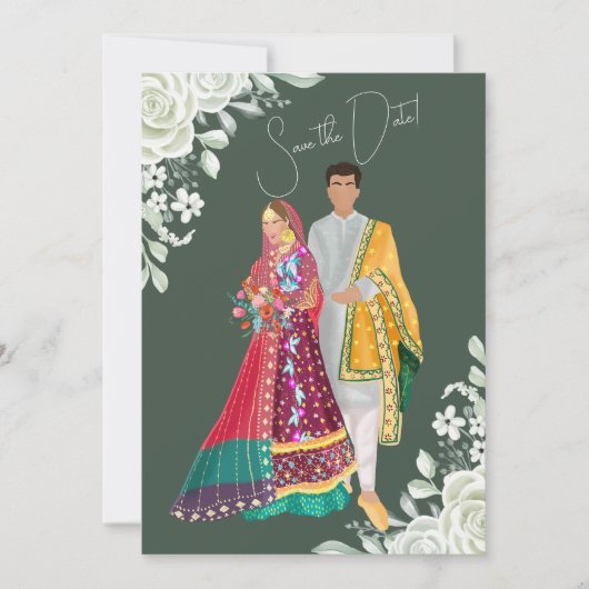 Pakistaanse bruiloft save the date (Voorkant)