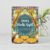 Pakistaanse bruiloft uitnodiging & Digital Mehendi (Staand voorkant)