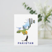 Pakistaanse kaart met reisposter (Staand voorkant)
