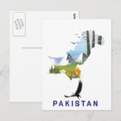Pakistaanse kaart met reisposter (Voorkant / Achterkant)