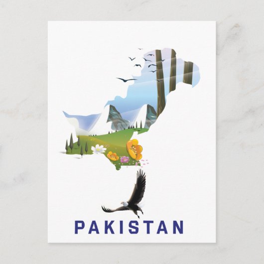 Pakistaanse kaart met reisposter (Voorkant)