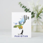 Pakistaanse kaart met reisposter (Staand voorkant)