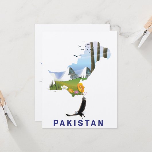 Pakistaanse kaart met reisposter (Voorkant / Achterkant in situ)