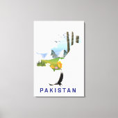 Pakistaanse kaart met reisposter canvas afdruk (Voorkant)