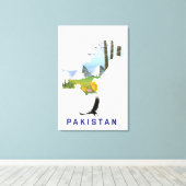 Pakistaanse kaart met reisposter canvas afdruk (Insitu (Houten vloer))