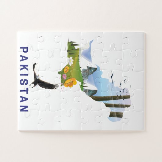 Pakistaanse kaart met reisposter legpuzzel (Horizontaal)