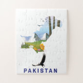 Pakistaanse kaart met reisposter legpuzzel (Verticaal)