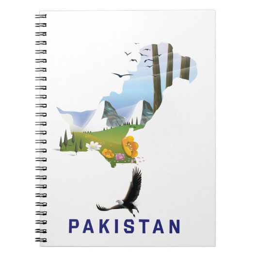 Pakistaanse kaart met reisposter notitieboek (Voorkant)