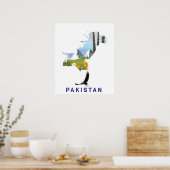 Pakistaanse kaart met reisposter poster (Keuken)