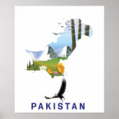 Pakistaanse kaart met reisposter poster (Voorkant)