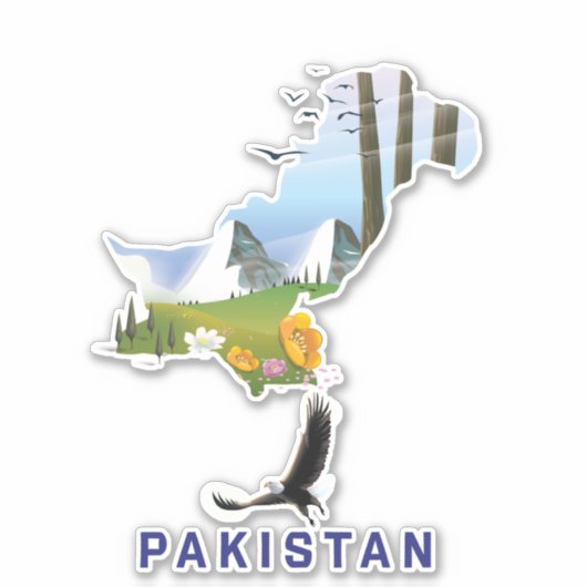 Pakistaanse kaart met reisposter sticker (Voorkant)