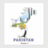 Pakistaanse kaart met reisposter sticker (Vel)