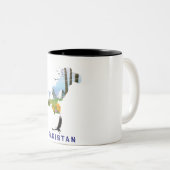 Pakistaanse kaart met reisposter tweekleurige koffiemok (Voorkant rechts)