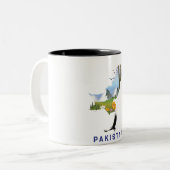 Pakistaanse kaart met reisposter tweekleurige koffiemok (Voorkant links)