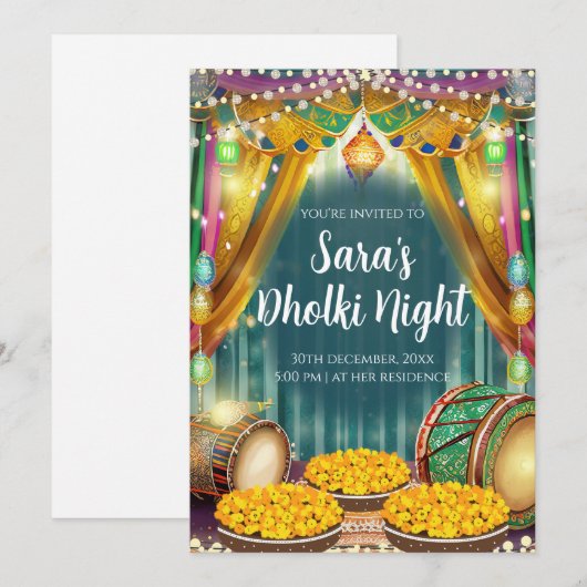 Pakistaanse trouwuitnodiging & Digitale Mehendi-ui Kaart (Voorkant / Achterkant)