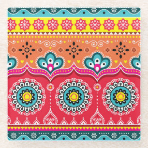 Pakistaanse Truck Art: Kleurrijk Glazen Onderzetter