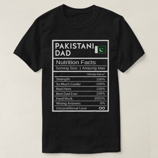 Pakistaanse vader voeding feiten nationale trots g t-shirt (Design voorkant)