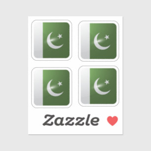 Pakistaanse vierkante glanzende vlag sticker