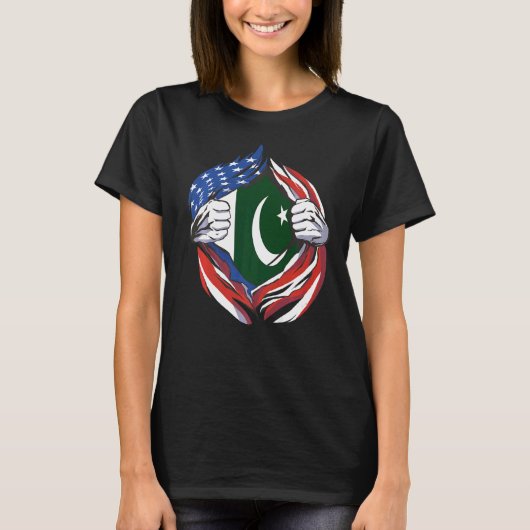 Pakistaanse vlag Amerikaanse trots van mijn Pakist T-shirt (Voorkant)