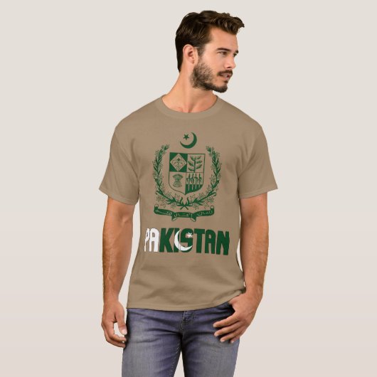 Pakistaanse vlag en wapenschild t-shirt (Voorkant volledig)