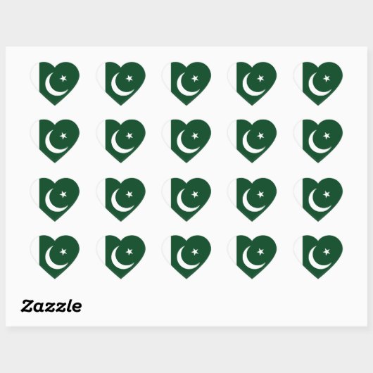 Pakistaanse vlag hart sticker (Vel)