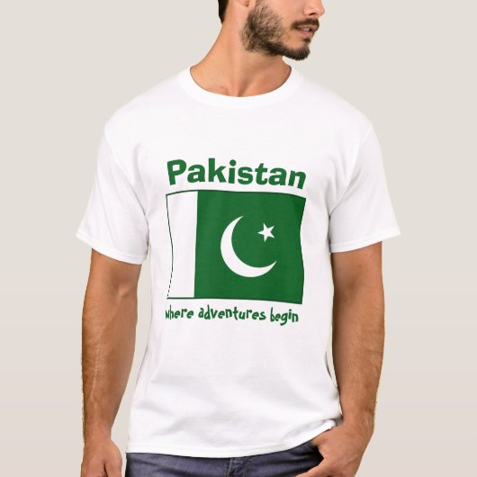 Pakistaanse vlag + kaart + T-shirt voor tekst (Voorkant)