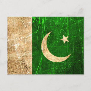 Pakistaanse vlag met een krassen en een versleten Briefkaart