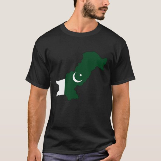 Pakistaanse vlag op de kaart t-shirt (Voorkant)