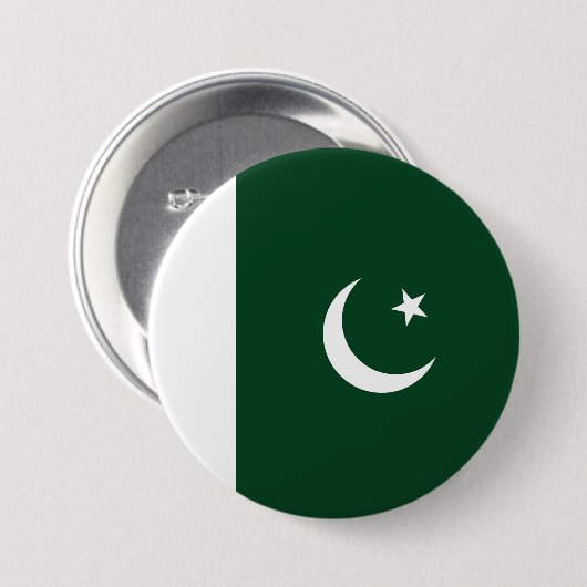 Pakistaanse vlag ronde button 7,6 cm (Voorkant /achterkant)