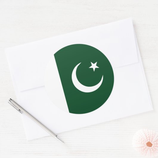 Pakistaanse vlag ronde sticker (Envelop)