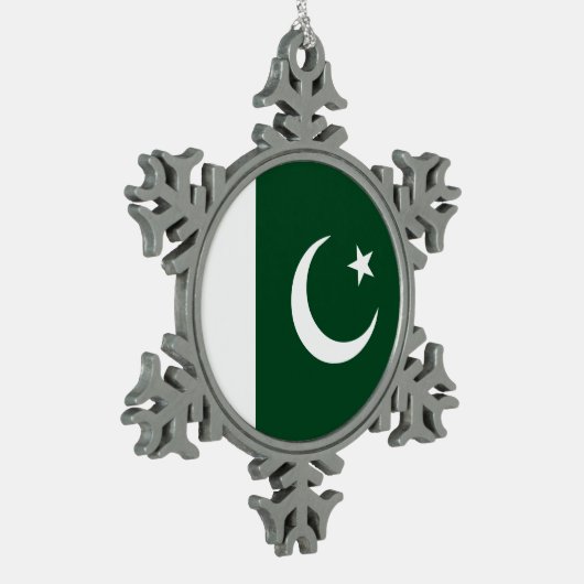 Pakistaanse vlag tin sneeuwvlok ornament (Links)