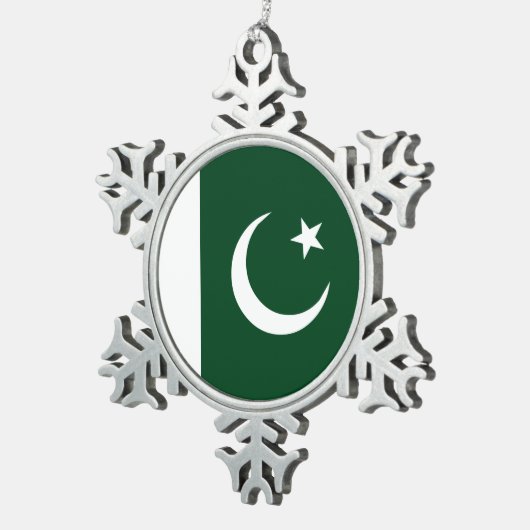 Pakistaanse vlag tin sneeuwvlok ornament (Rechts)
