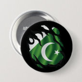 Pakistaanse vlag verscheurd ronde button 7,6 cm (Voorkant /achterkant)