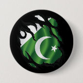 Pakistaanse vlag verscheurd ronde button 7,6 cm (Voorkant)