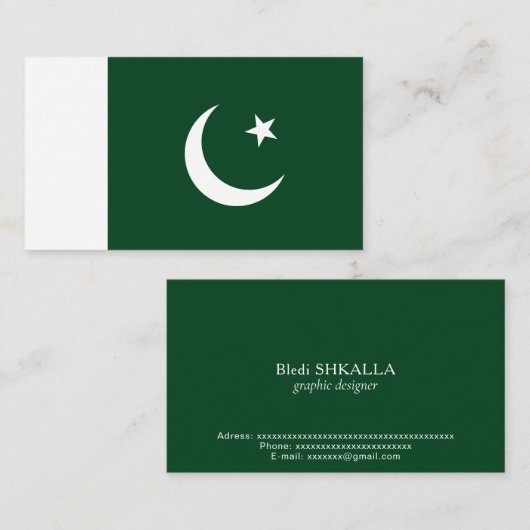 Pakistaanse vlag visitekaartje (Voorkant / Achterkant)