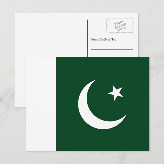 Pakistaanse vlag, vlag van Pakistan Briefkaart (Voorkant / Achterkant)