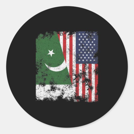 Pakistan - Amerikaanse vlag - half Amerikaans Ronde Sticker (Voorkant)