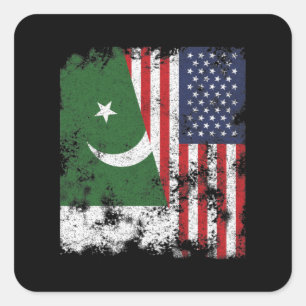 Pakistan - Amerikaanse vlag - half Amerikaans Vierkante Sticker