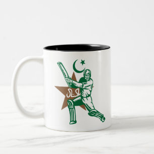 Pakistan Cricket Player Batsman Design Tweekleurige Koffiemok