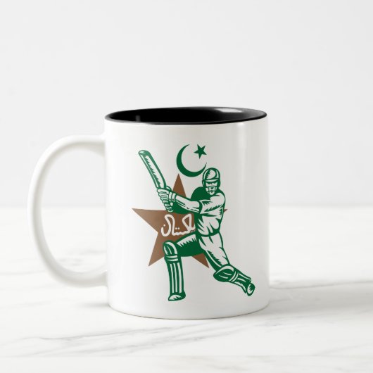 Pakistan Cricket Player Batsman Design Tweekleurige Koffiemok (Links)