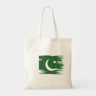 Pakistan Flag Brush Art Tote Bag