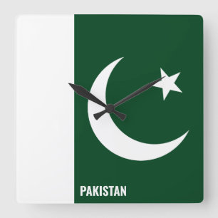 Pakistan Flag Dazzling Patriotic Vierkante Klok