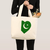 Pakistan Flag Heart Grote Tote Bag (Voorkant (product))