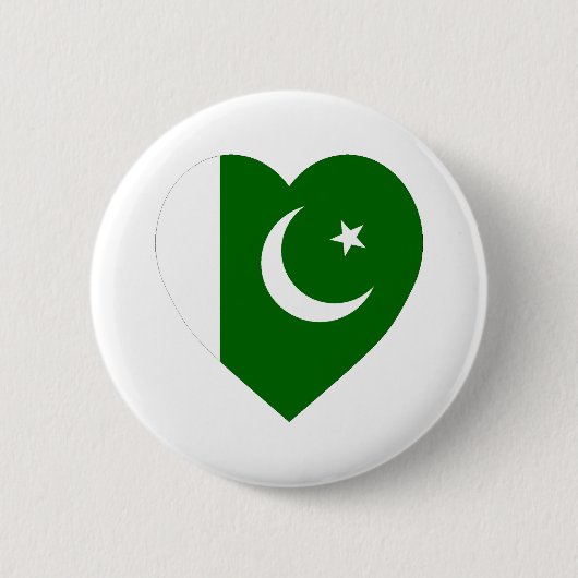 Pakistan Flag Heart Ronde Button 5,7 Cm (Voorkant)
