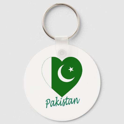 Pakistan Flag Heart Sleutelhanger (Voorkant)