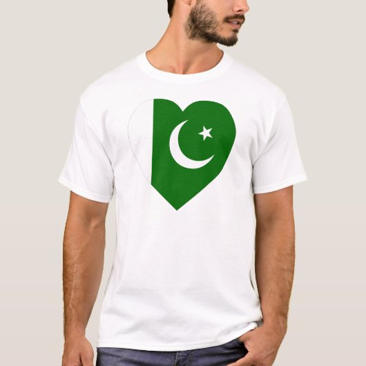 Pakistan Flag Heart T-shirt (Voorkant)