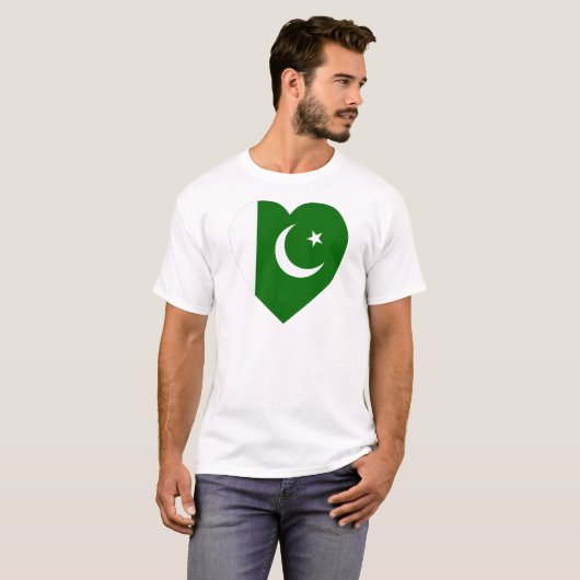 Pakistan Flag Heart T-shirt (Voorkant volledig)