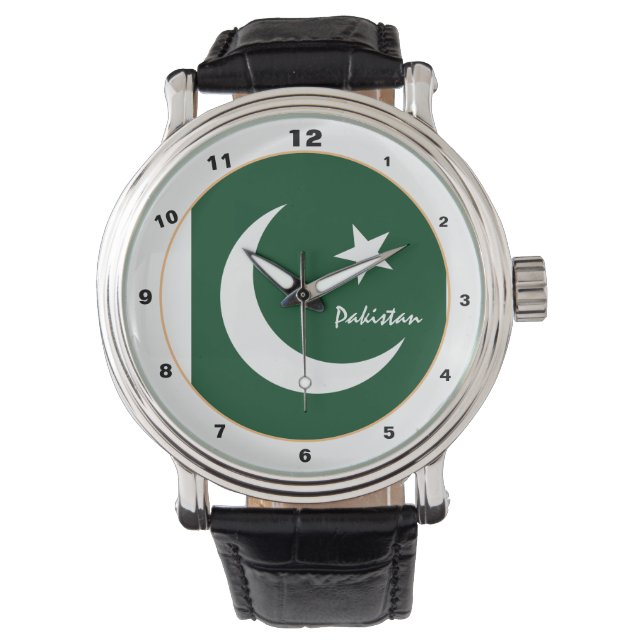 Pakistan Flag & Pakistan trendy mode / design Horloge (Voorkant)