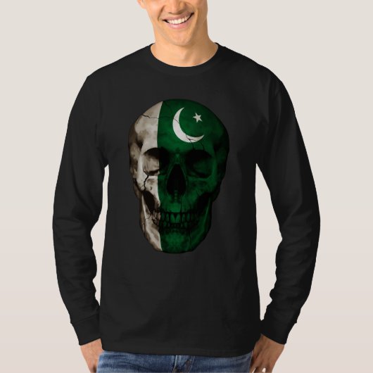 Pakistan Flag Skull Pakistani Roots Proud Patrioti T-shirt (Voorkant)